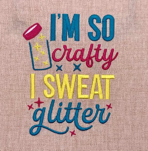 I sweat glitter embroidery design