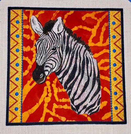 African Animals Zebra embroidery design