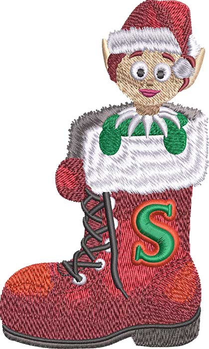 Santa boot embroidery design
