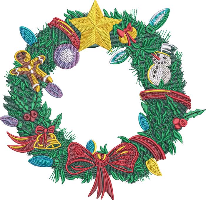 Christmas Wreath embroidery design