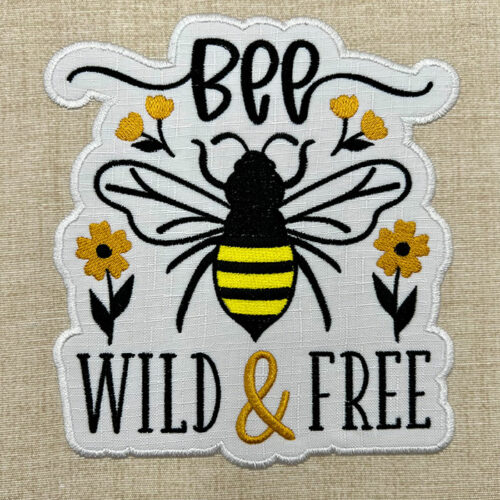 bee wild and free embroidery design
