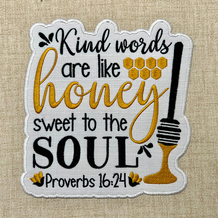 Kind words embroidery design