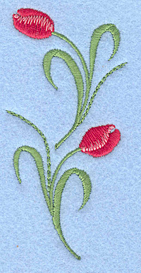 tulips rose colored double embroidery design
