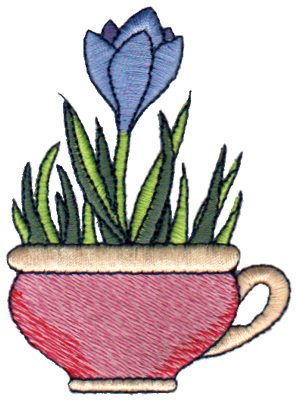 crocus in mug embroidery design