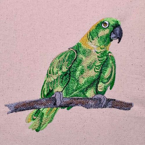 green parrot embroidery design