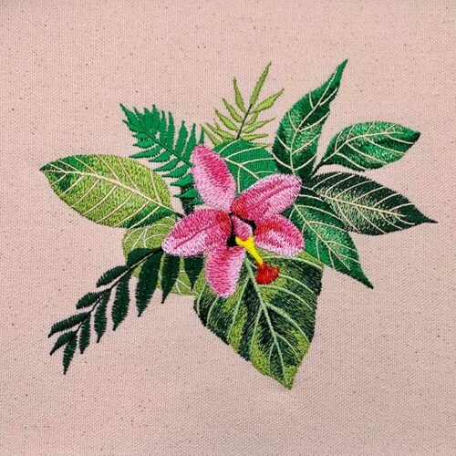 tropical flowers embroidery design