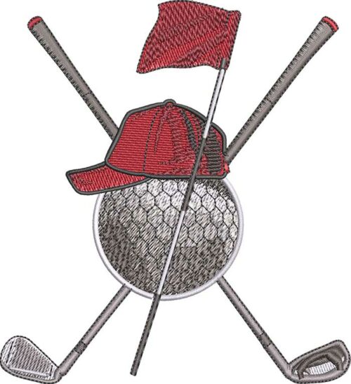 Golf Ball with Flag Embroidery Design