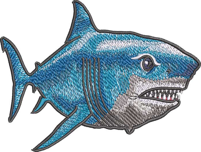 Mean Shark embroidery design
