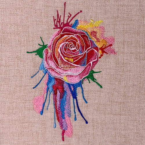 watercolor rose embroidery design