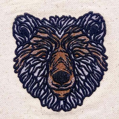 Black bear face embroidery design