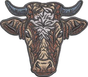 Bull Face Embroidery Design