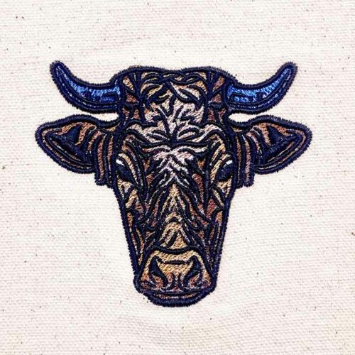 Bull face embroidery design