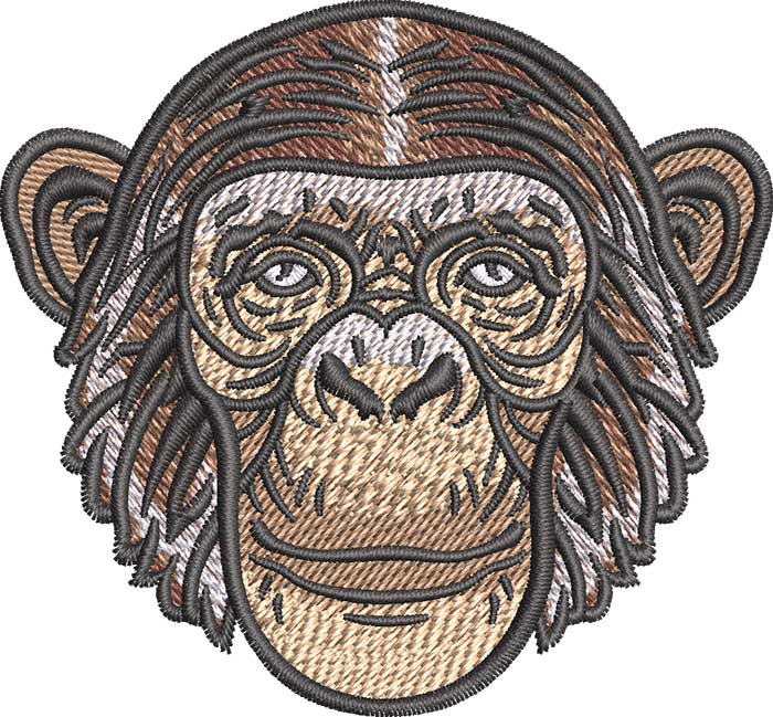 Chimpanzee Face Embroidery Design
