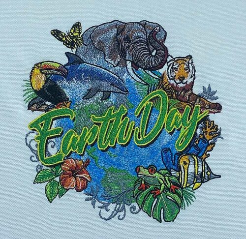 earth day embroidery design
