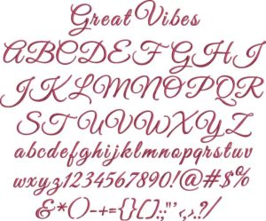 Great Vibes BX embroidery font