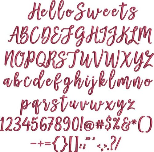 Hello Sweets BX embroidery font