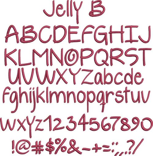 Jelly B Bx Embroidery Font
