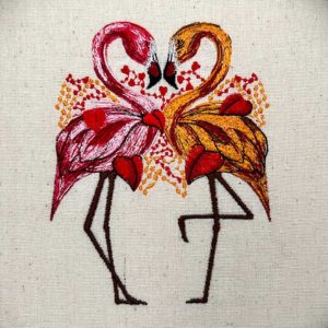 Valentine Flamingos Embroidery Design