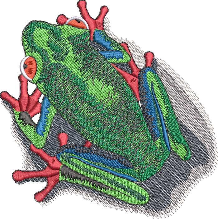 Little green frog embroidery design