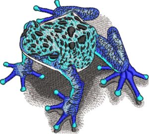 Little Blue Frog Embroidery Design