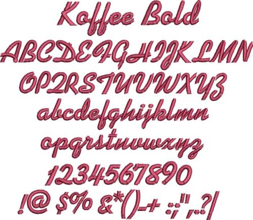 Koffee Bold BX embroidery font