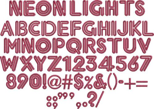 Neon Lights BX embroidery font