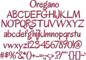 Oregano Bx Embroidery Font