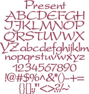 Present Bx Embroidery Font