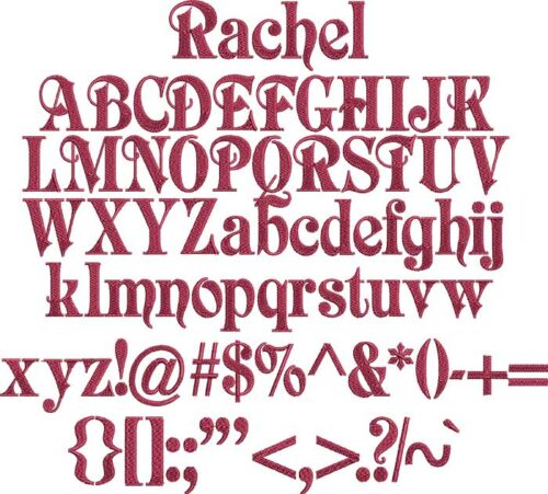 Rachel BX embroidery font