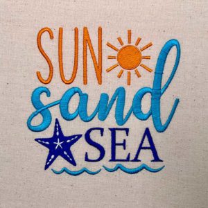 Sun Sand Sea Embroidery Design