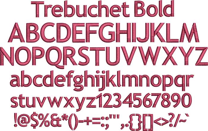 Trebuchet Bold BX embroidery font