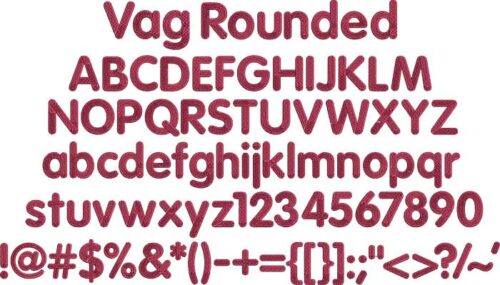 Vag Rounded Bold BX embroidery font