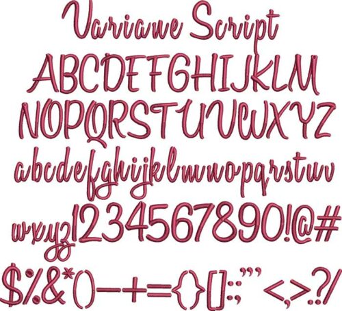 Variane Script BX embroidery font