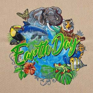 earth day premium embroidery design
