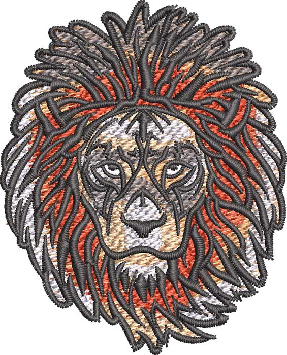 Lion face embroidery design