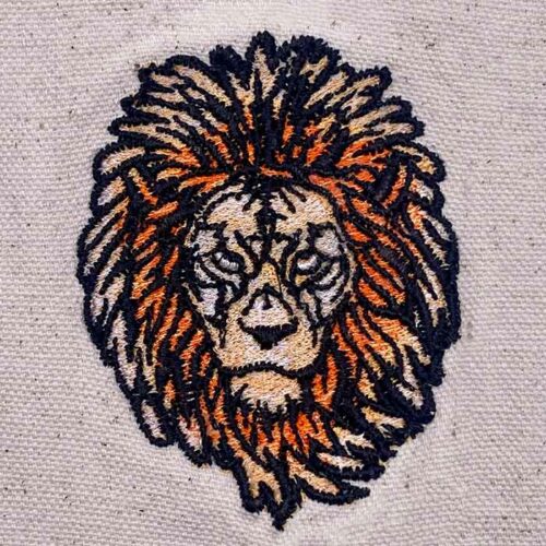 Lion face embroidery design