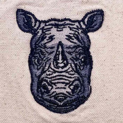 Rhino face embroidery design