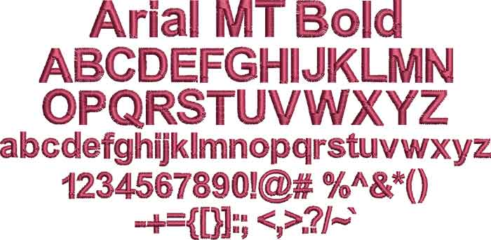 Arial MT Bold BX embroidery font