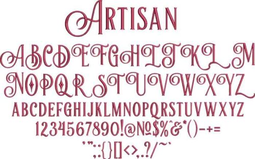 Artisan BX embroidery font