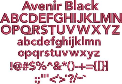 Avenir Black BX embroidery font