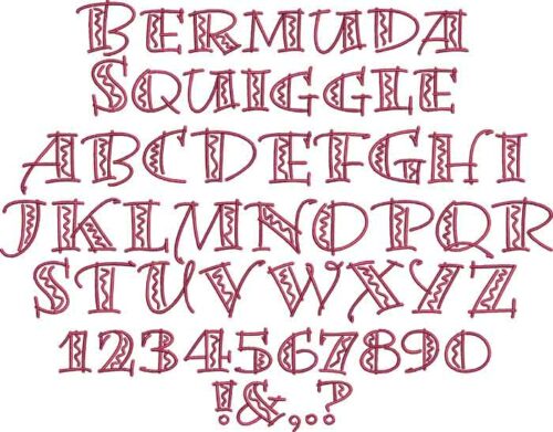 Bermuda Squiggle BX embroidery font