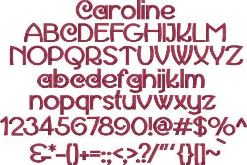 Caroline BX embroidery font