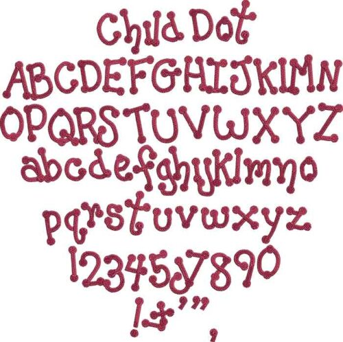 Child Dot BX embroidery font