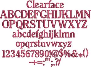 Clearface BX embroidery font