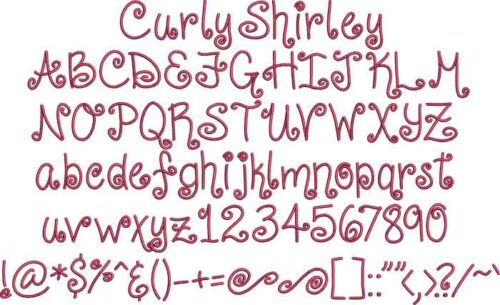 Curly Shirley BX embroidery font