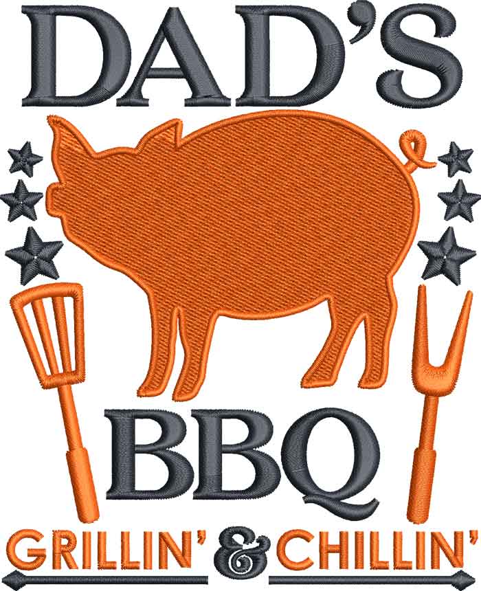 Dad's BBQ embroidery design