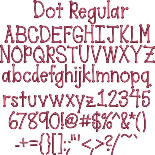 Dot Regular BX embroidery font