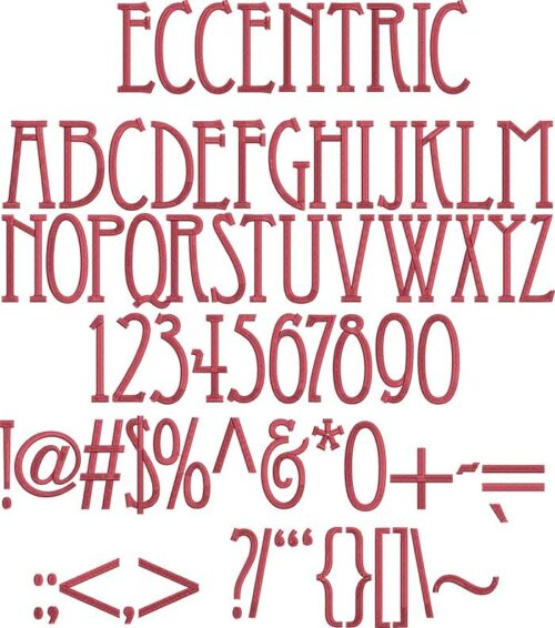 Eccentric BX embroidery font