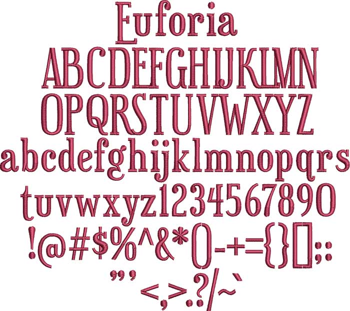 Euforia BX embroidery font