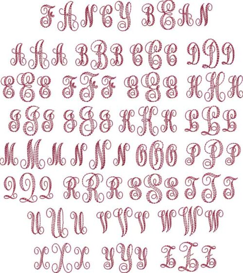 Fancy Bean 3-Ltr MGM BX embroidery font